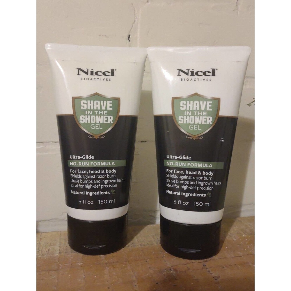 Nicel Bioactive Shave in the Shower Gel, 5 oz Each. Made in USA (2 PACK)